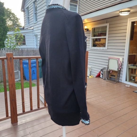 Navy Blue women's four Pockets Jacket button Down Sweater Fits L - Picture 5 of 7